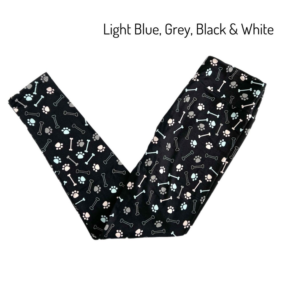 Os LuLaRoe Leggings Paws Bones On Black Fits 0/8 RARE